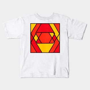 Orange Yellow Red Geometric Abstract Acrylic Painting Kids T-Shirt